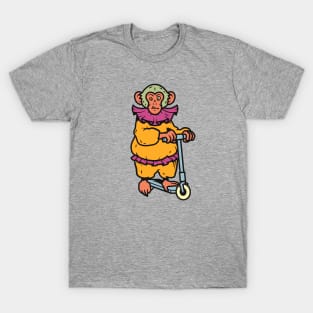 Vintage Cartoon Circus Monkey on a Scooter T-Shirt